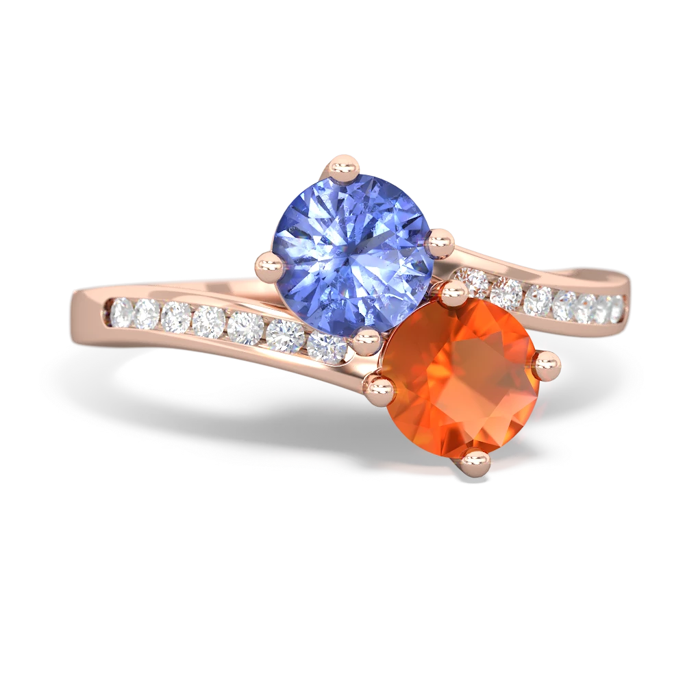 Tanzanite Channel Set Two Stone 14K Rose Gold ring R5303