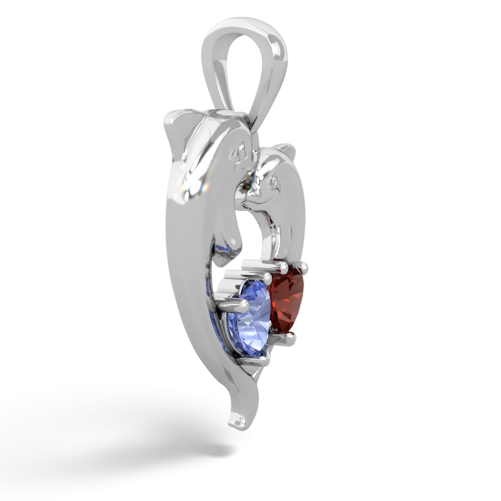 Tanzanite Dolphin Heart 14K White Gold pendant P5820