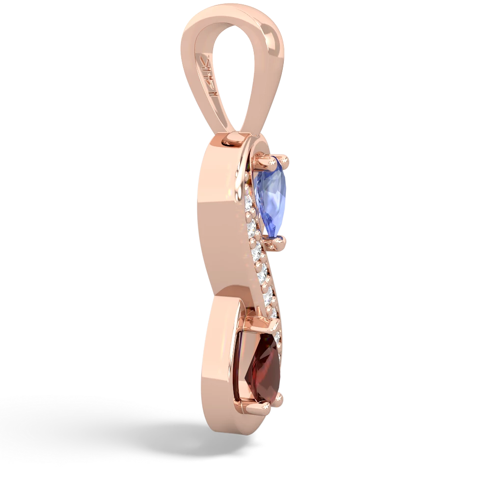 Tanzanite Diamond Infinity 14K Rose Gold pendant P5390