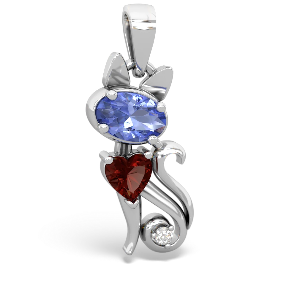 Tanzanite Kitten 14K White Gold pendant P5780