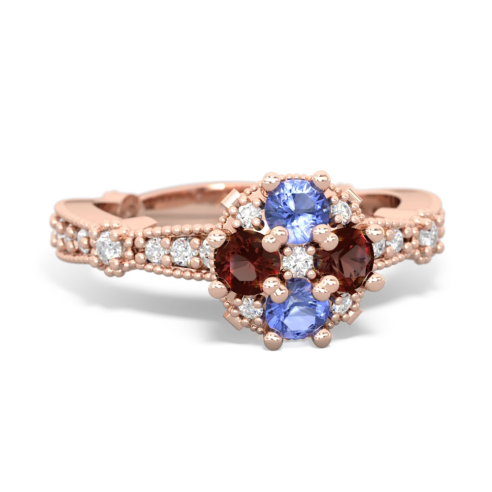 Tanzanite Sparkling Tiara Cluster 14K Rose Gold ring R26293RD