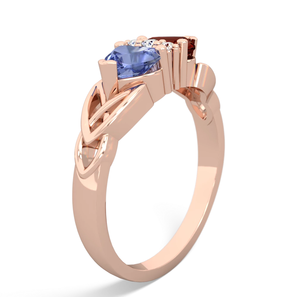 Tanzanite Celtic Knot Double Heart 14K Rose Gold ring R5040