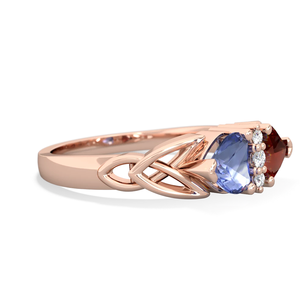 Tanzanite Celtic Knot Double Heart 14K Rose Gold ring R5040