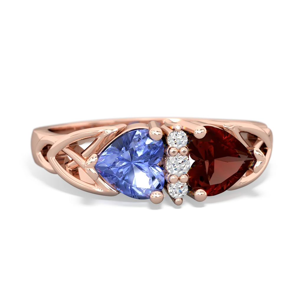 Tanzanite Celtic Knot Double Heart 14K Rose Gold ring R5040