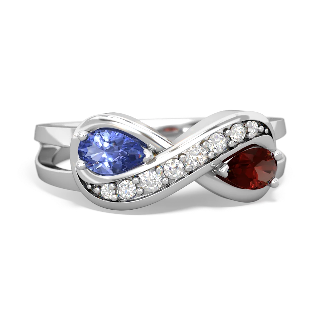 Tanzanite Diamond Infinity 14K White Gold ring R5390