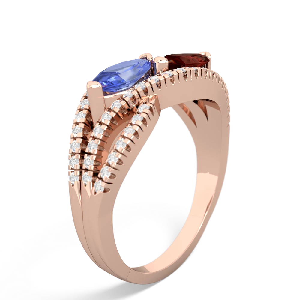 Tanzanite Diamond Rivers 14K Rose Gold ring R3070