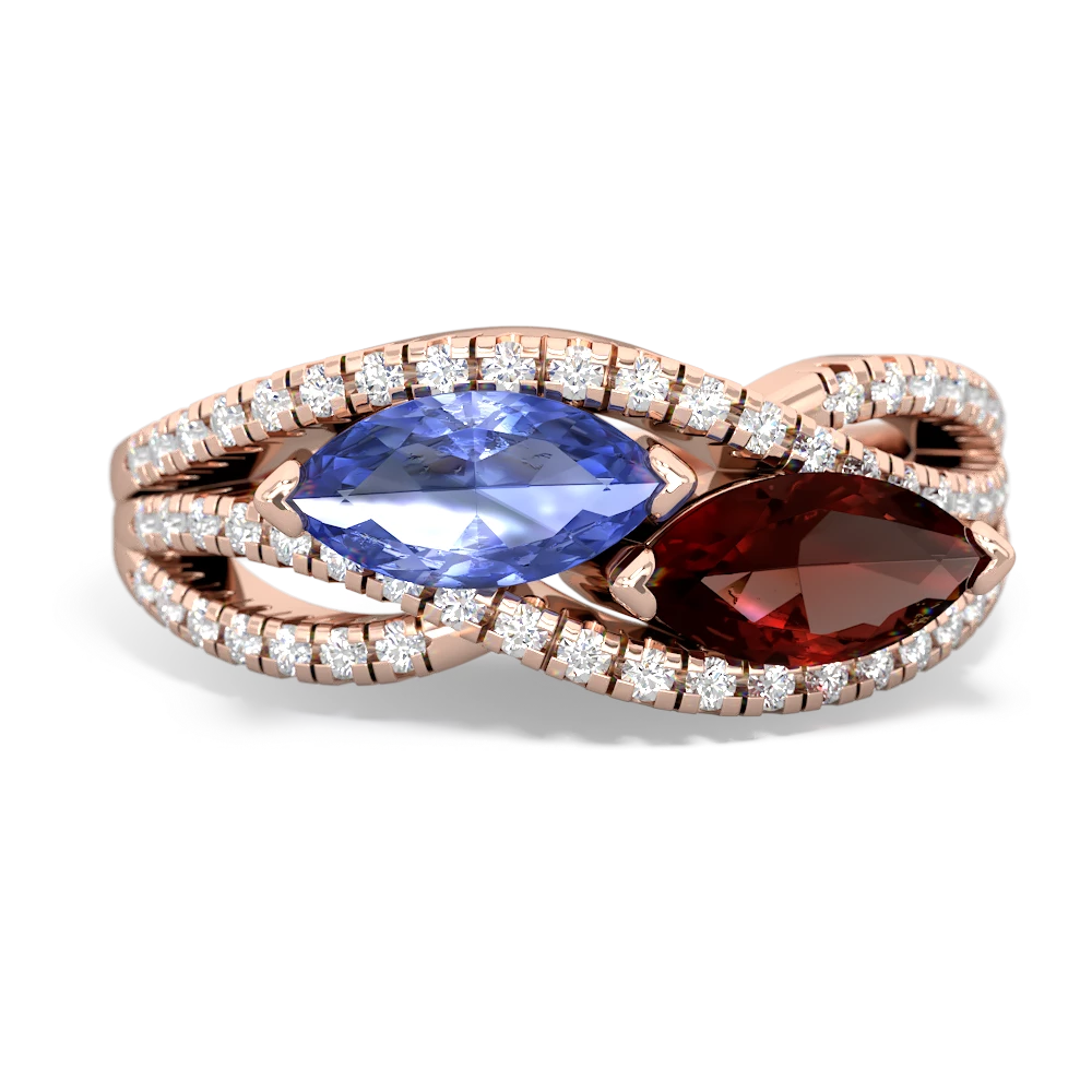 Tanzanite Diamond Rivers 14K Rose Gold ring R3070