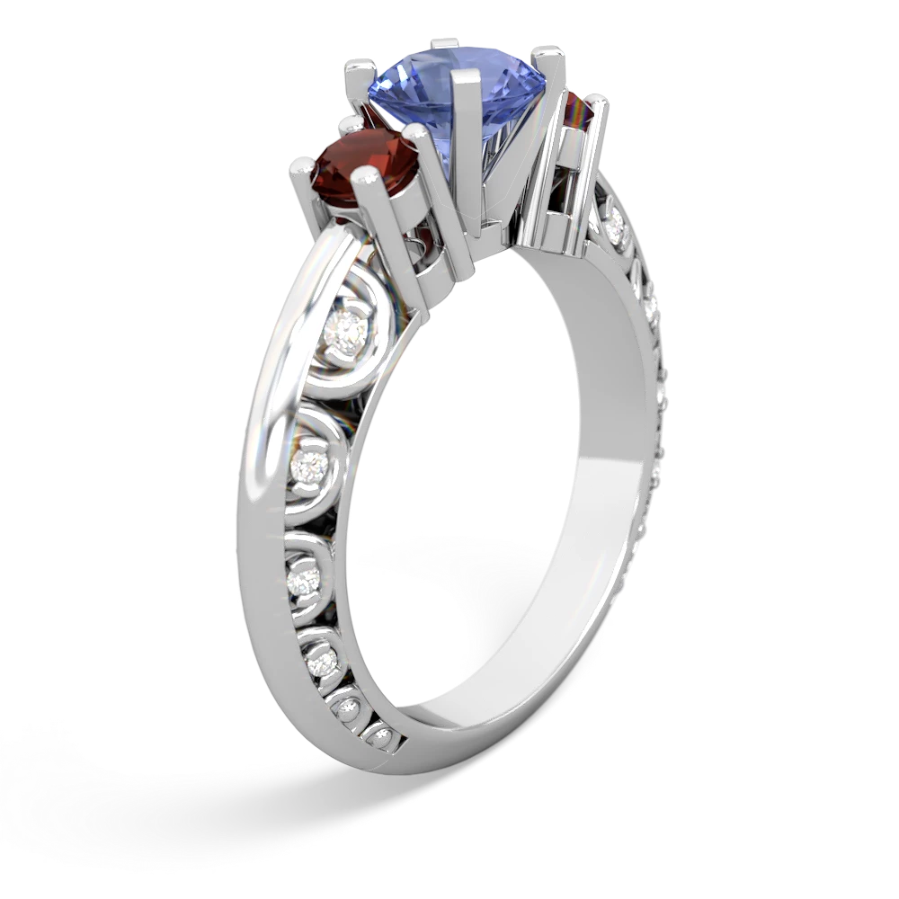 Tanzanite Art Deco Eternal Embrace Engagement 14K White Gold ring C2003