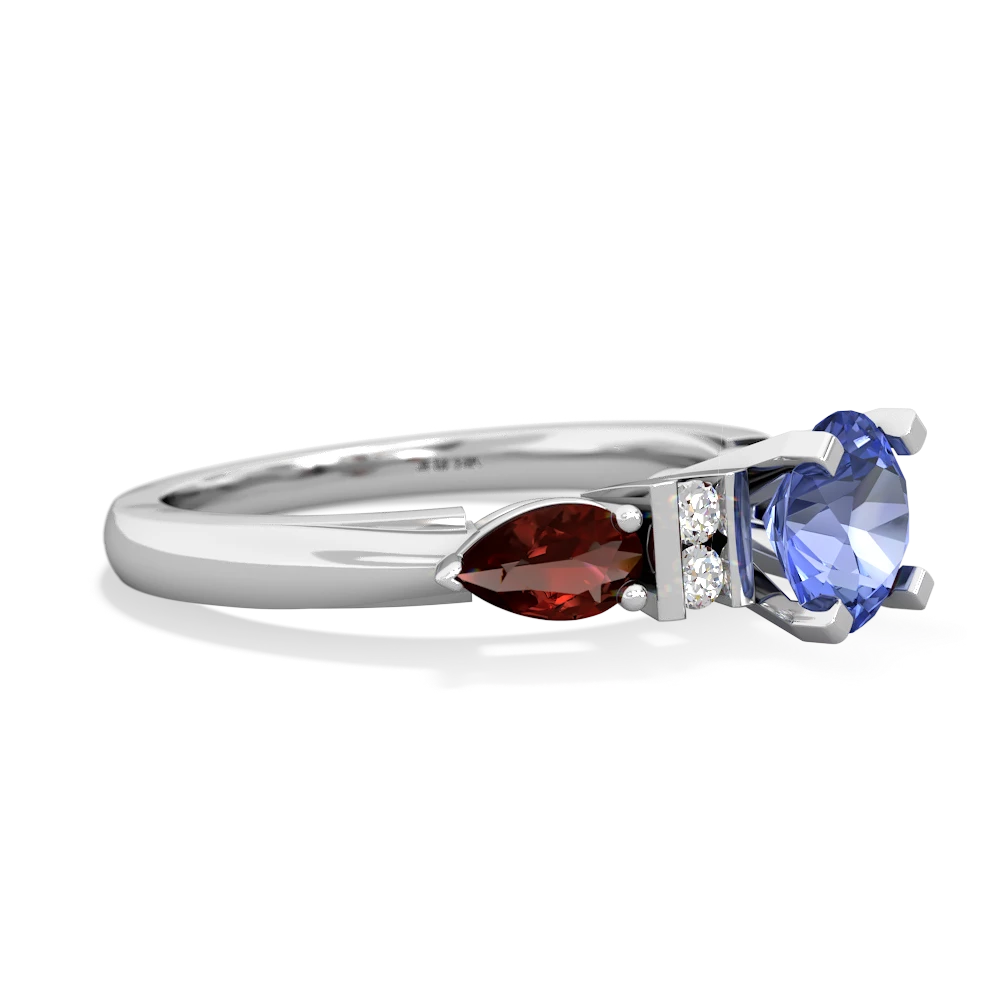 Tanzanite 6Mm Round Eternal Embrace Engagement 14K White Gold ring R2005