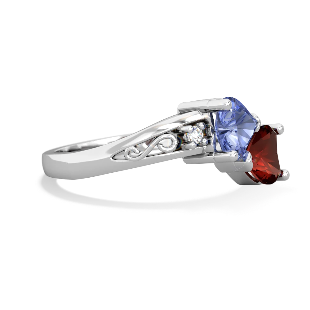 Tanzanite Snuggling Hearts 14K White Gold ring R2178