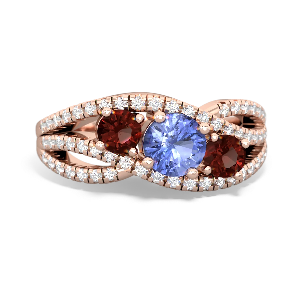 Tanzanite Three Stone Aurora 14K Rose Gold ring R3080