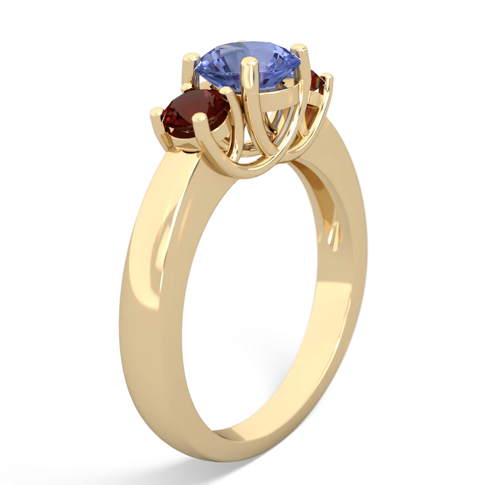 Tanzanite Three Stone Round Trellis 14K Yellow Gold ring R4018