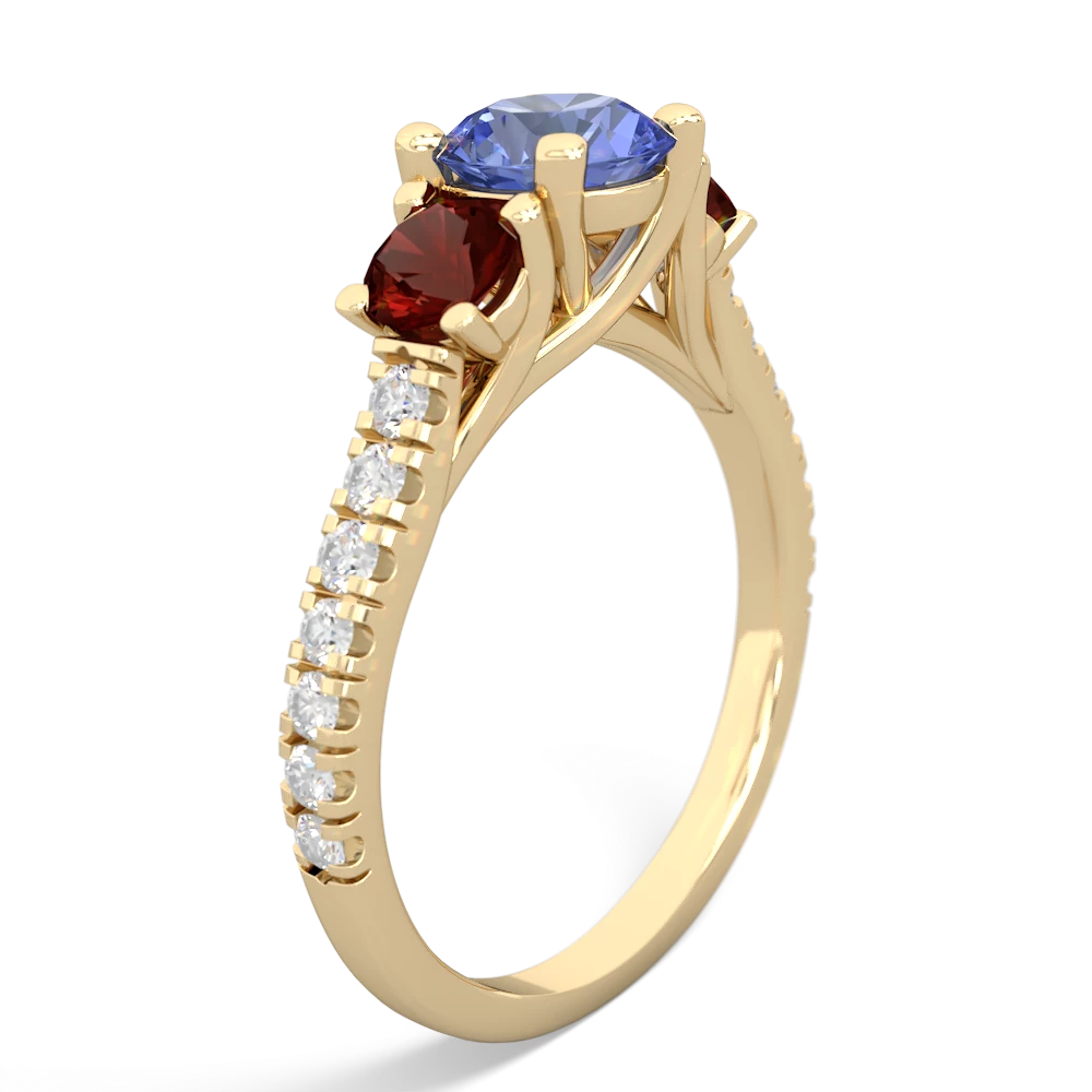 Tanzanite Pave Trellis 14K Yellow Gold ring R5500