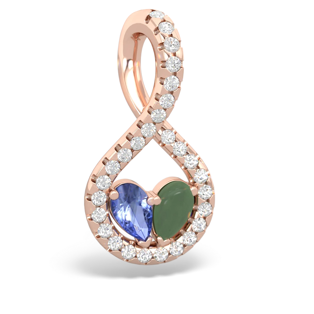 Tanzanite Pave Twist 'One Heart' 14K Rose Gold pendant P5360