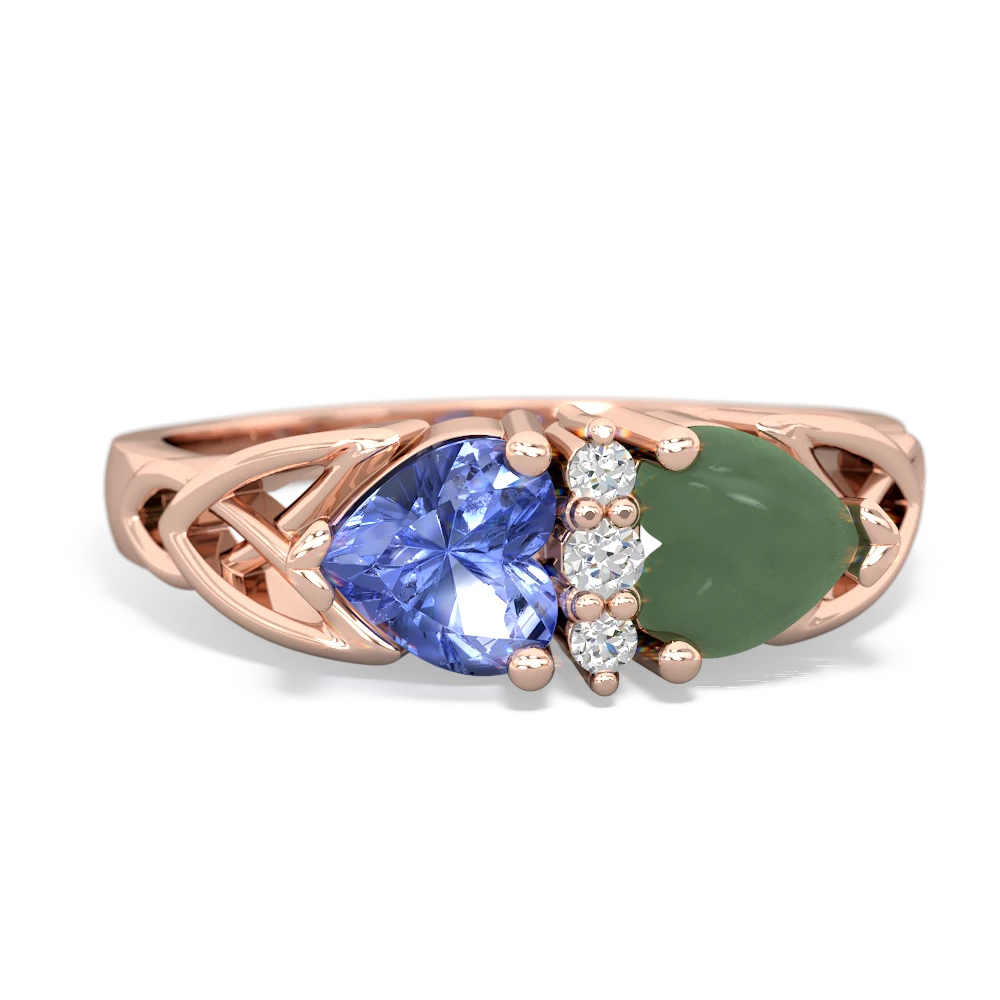 Tanzanite Celtic Knot Double Heart 14K Rose Gold ring R5040