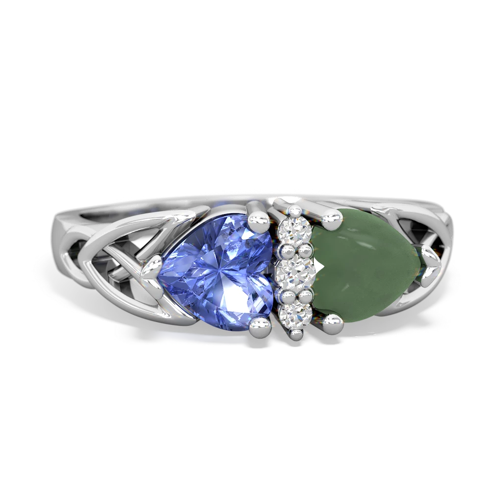 Tanzanite Celtic Knot Double Heart 14K White Gold ring R5040