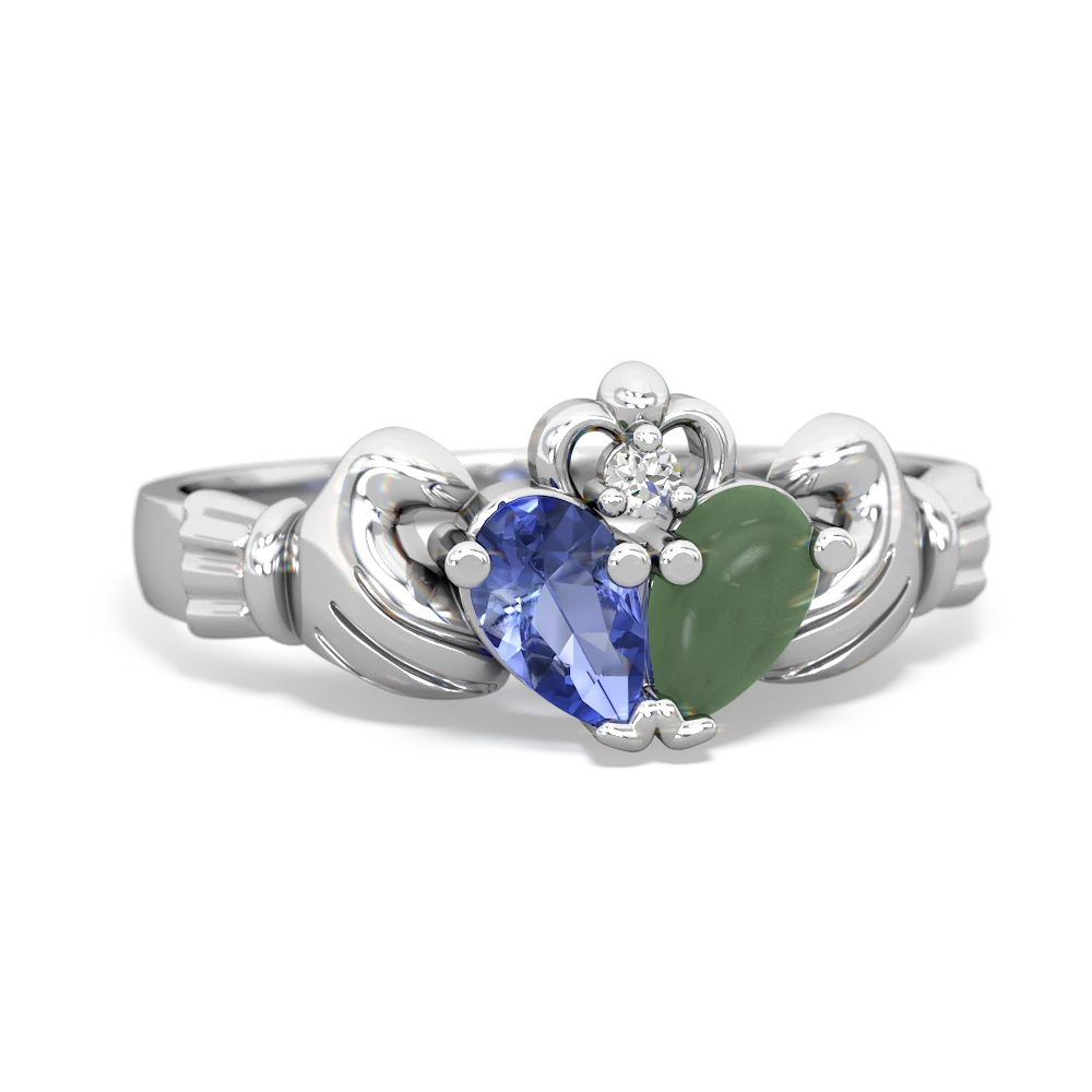 Tanzanite 'Our Heart' Claddagh 14K White Gold ring R2388