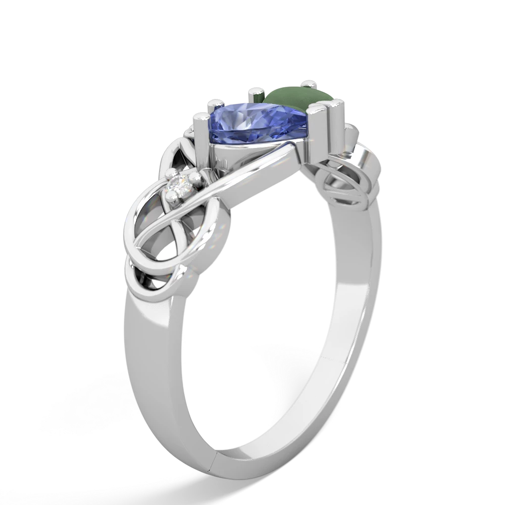 Tanzanite 'One Heart' Celtic Knot Claddagh 14K White Gold ring R5322