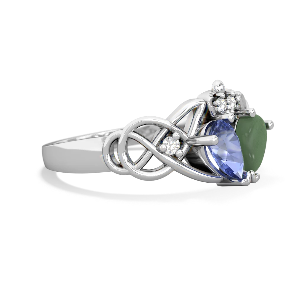 Tanzanite 'One Heart' Celtic Knot Claddagh 14K White Gold ring R5322