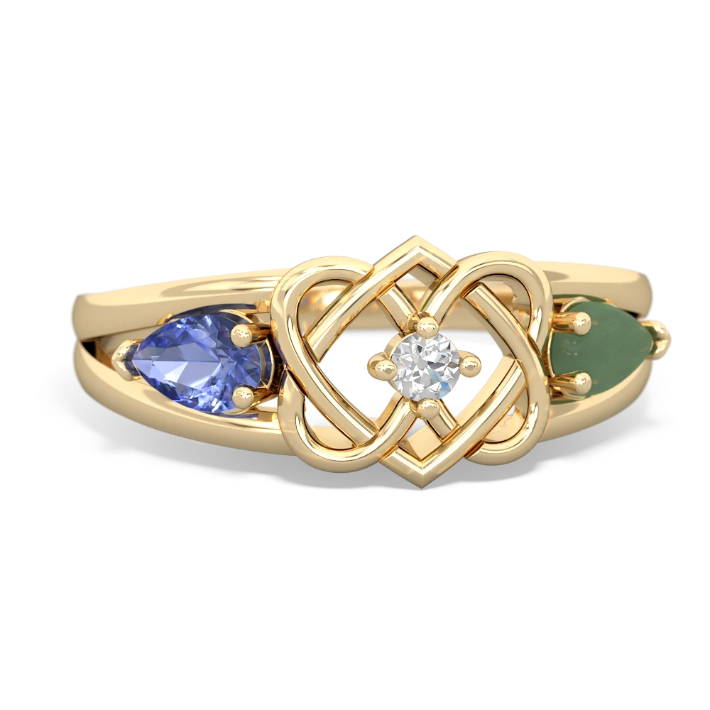 Tanzanite Hearts Intertwined 14K Yellow Gold ring R5880