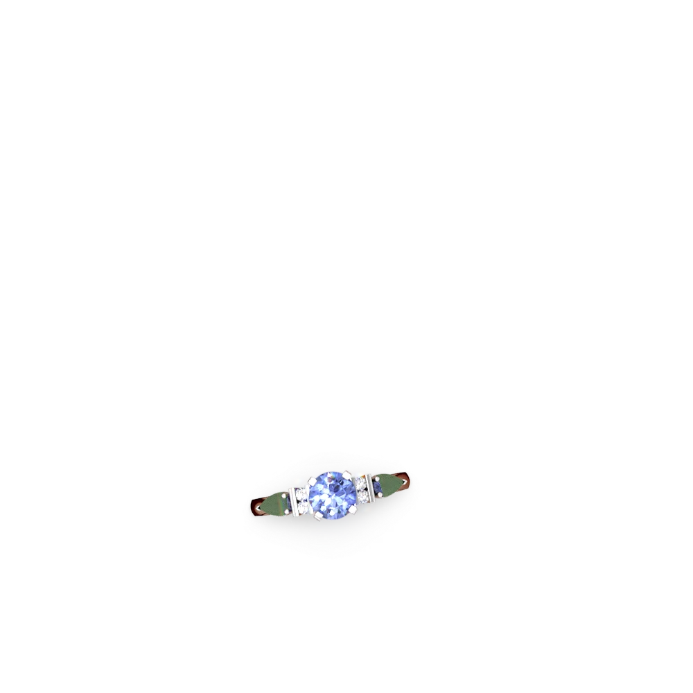 Tanzanite 6Mm Round Eternal Embrace Engagement 14K White Gold ring R2005