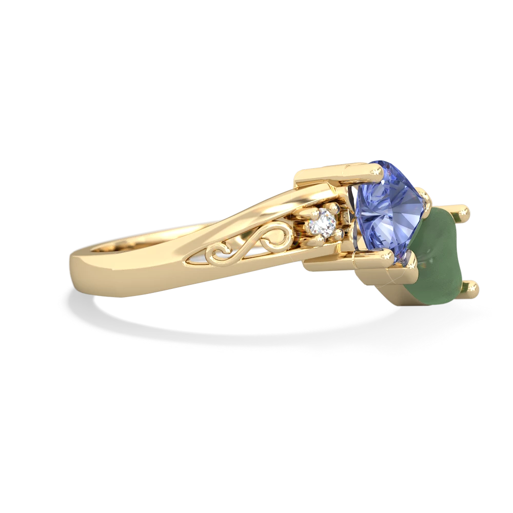 Tanzanite Snuggling Hearts 14K Yellow Gold ring R2178