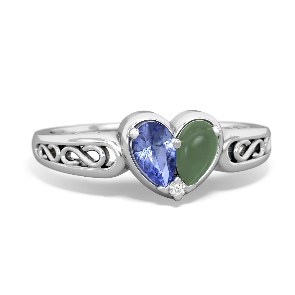 Tanzanite Filligree 'One Heart' 14K White Gold ring R5070