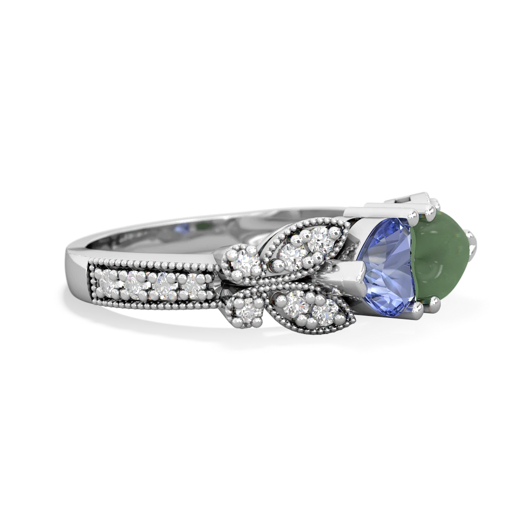 Tanzanite Diamond Butterflies 14K White Gold ring R5601