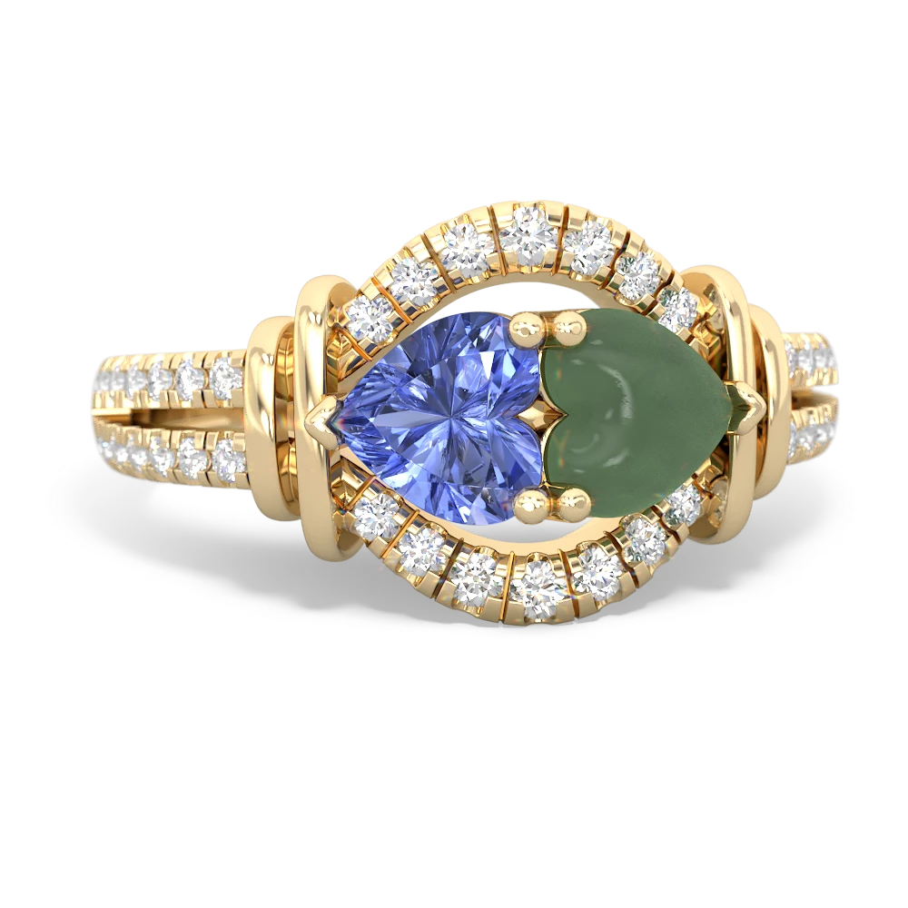 Tanzanite Art-Deco Keepsake 14K Yellow Gold ring R5630