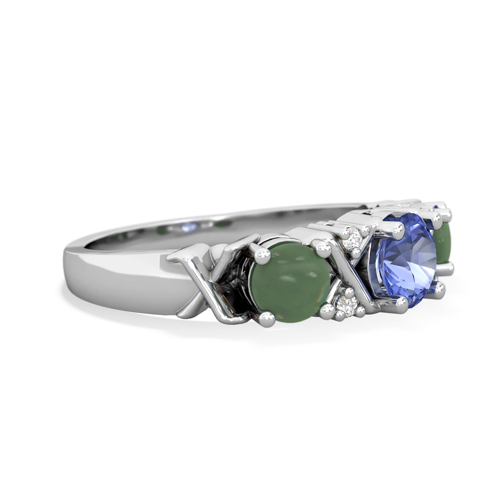 Tanzanite Hugs And Kisses 14K White Gold ring R5016