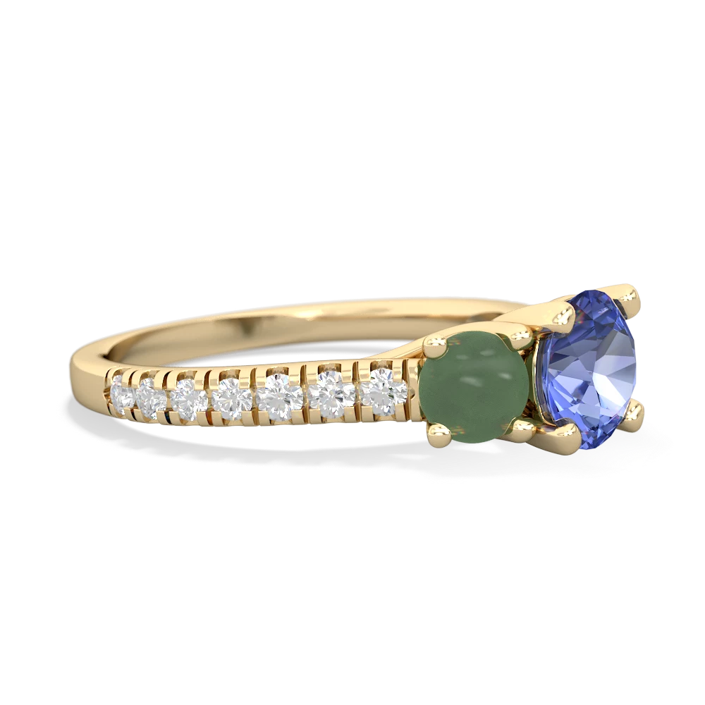 Tanzanite Pave Trellis 14K Yellow Gold ring R5500