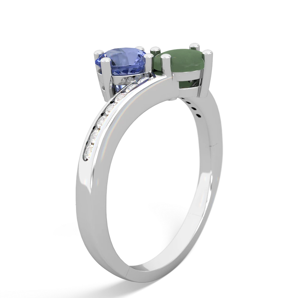 Tanzanite Channel Set Two Stone 14K White Gold ring R5303