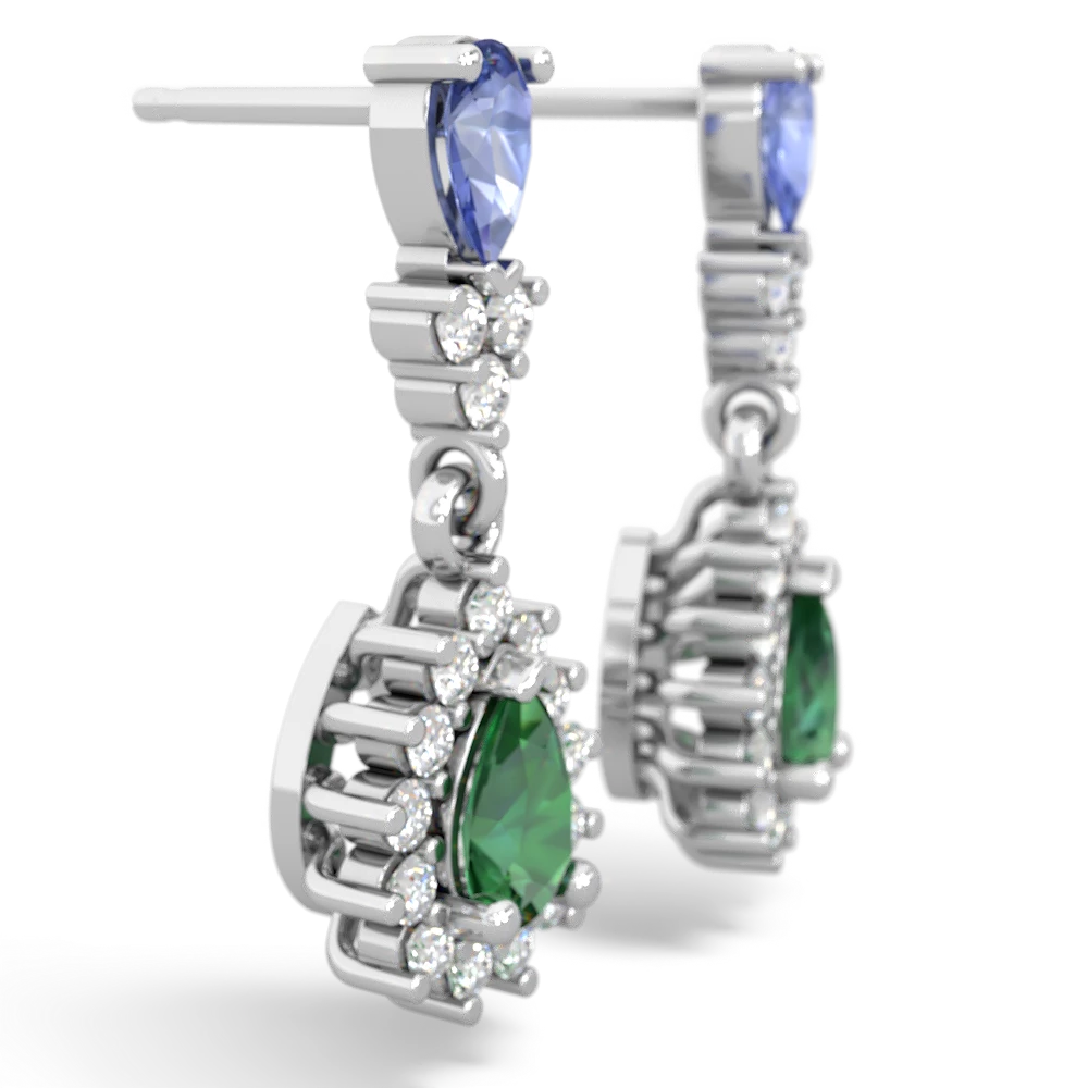 Tanzanite Halo Pear Dangle 14K White Gold earrings E1882