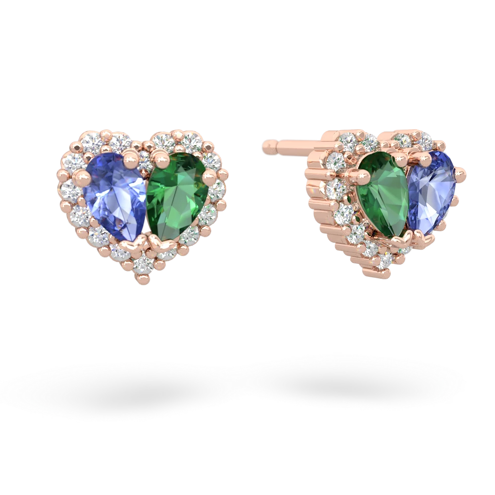 Tanzanite Halo 14K Rose Gold earrings E7008