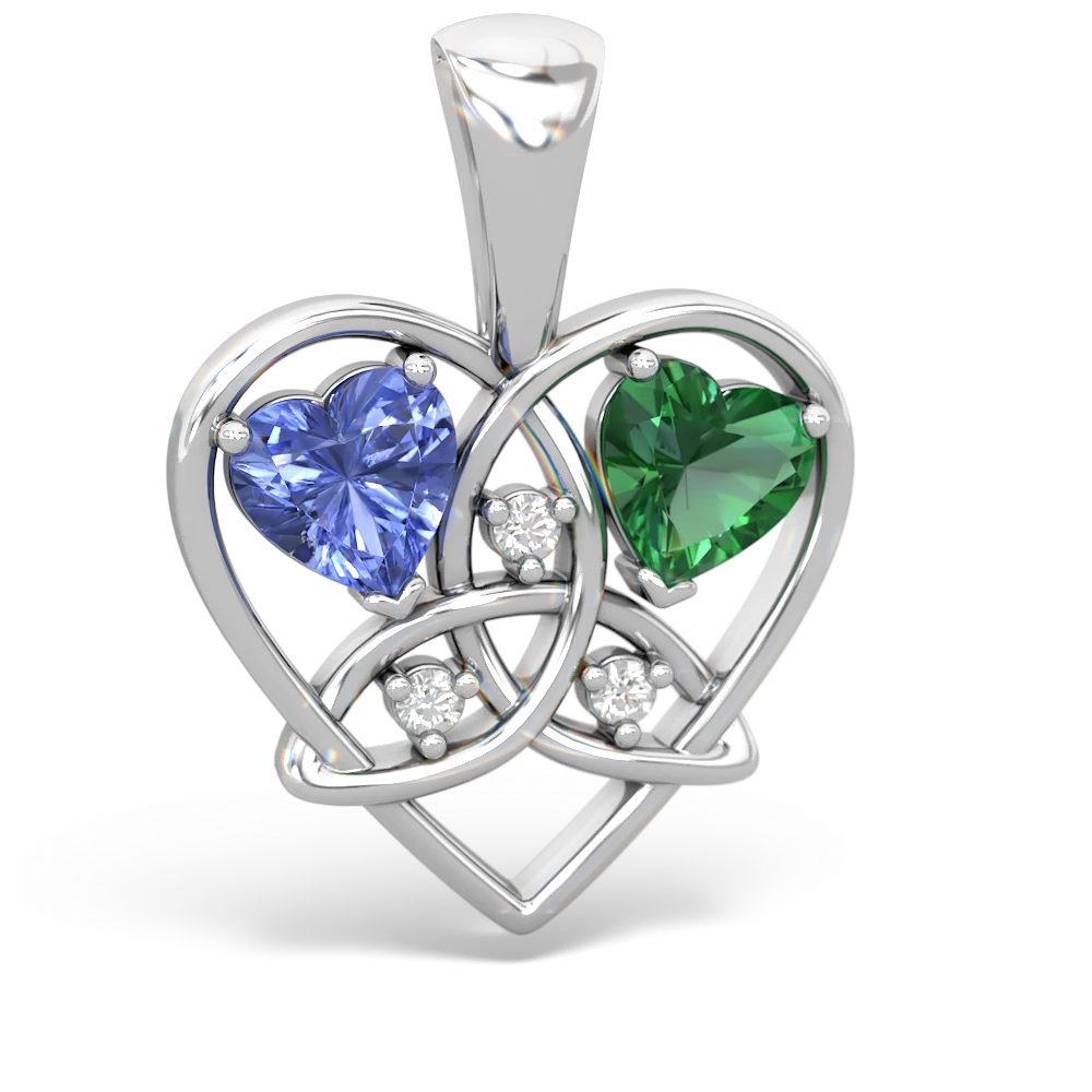 Tanzanite Celtic Trinity Heart 14K White Gold pendant P5331