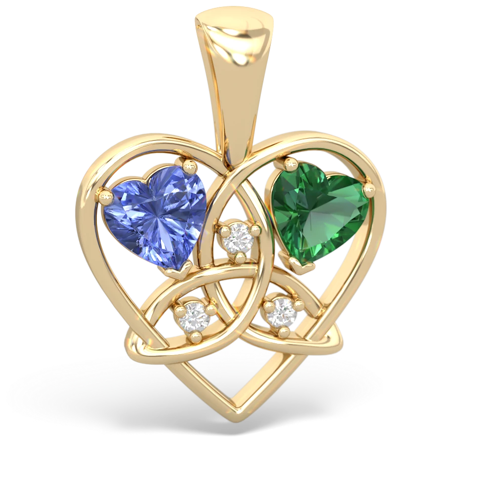 Tanzanite Celtic Trinity Heart 14K Yellow Gold pendant P5331