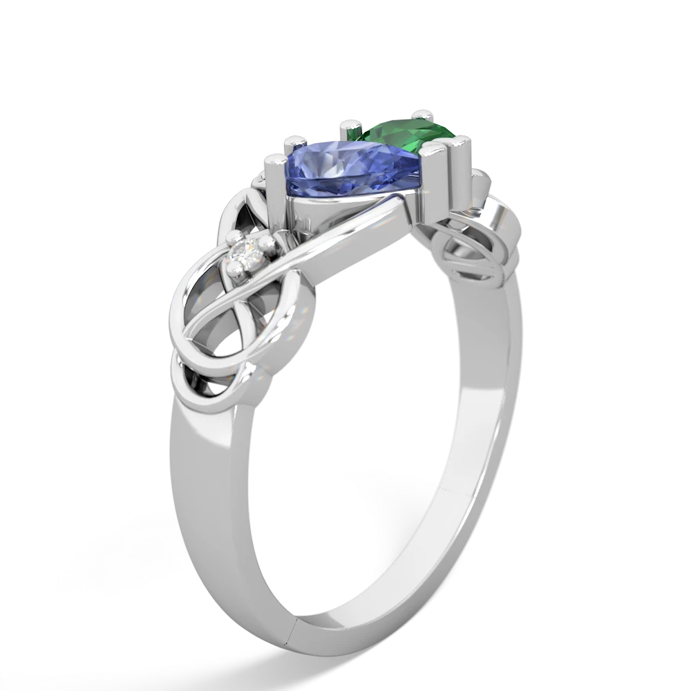 Tanzanite 'One Heart' Celtic Knot Claddagh 14K White Gold ring R5322