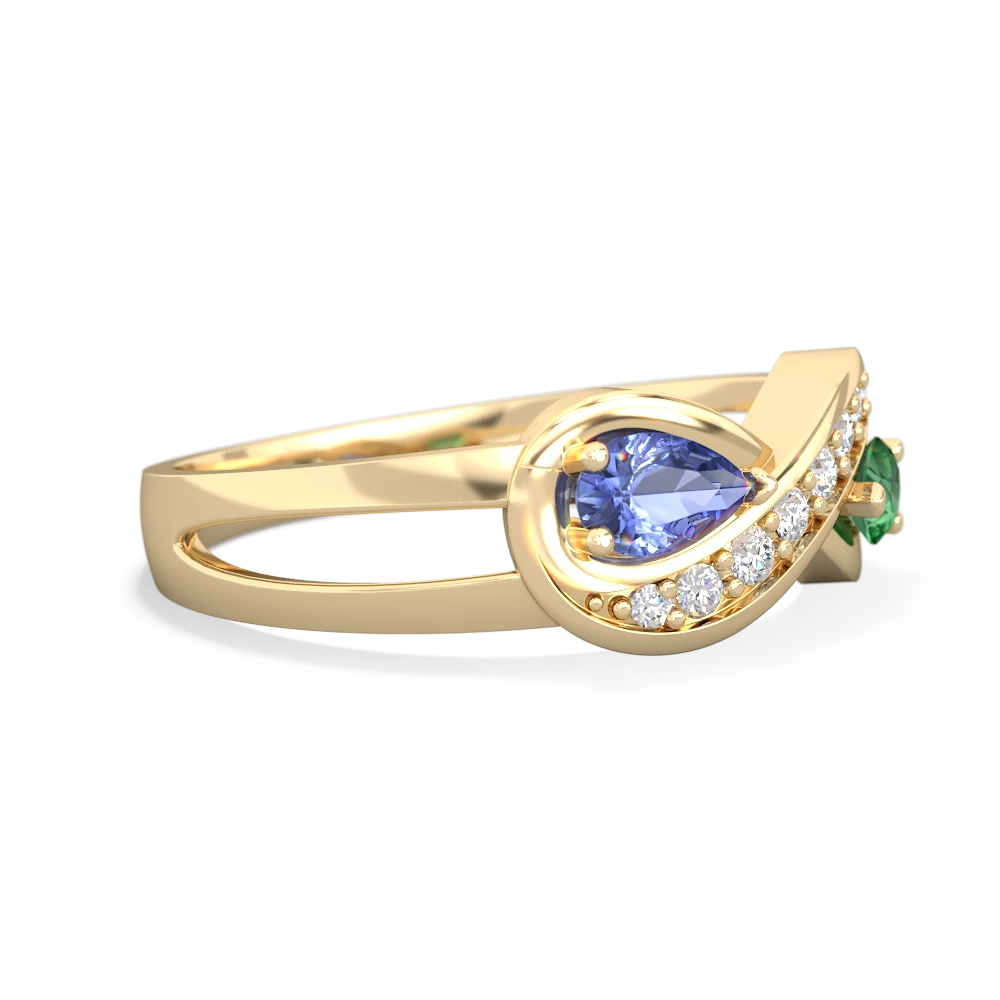 Tanzanite Diamond Infinity 14K Yellow Gold ring R5390