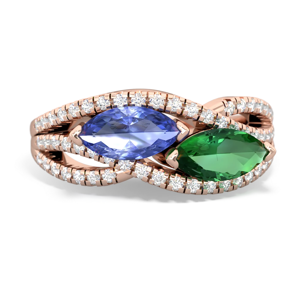 Tanzanite Diamond Rivers 14K Rose Gold ring R3070