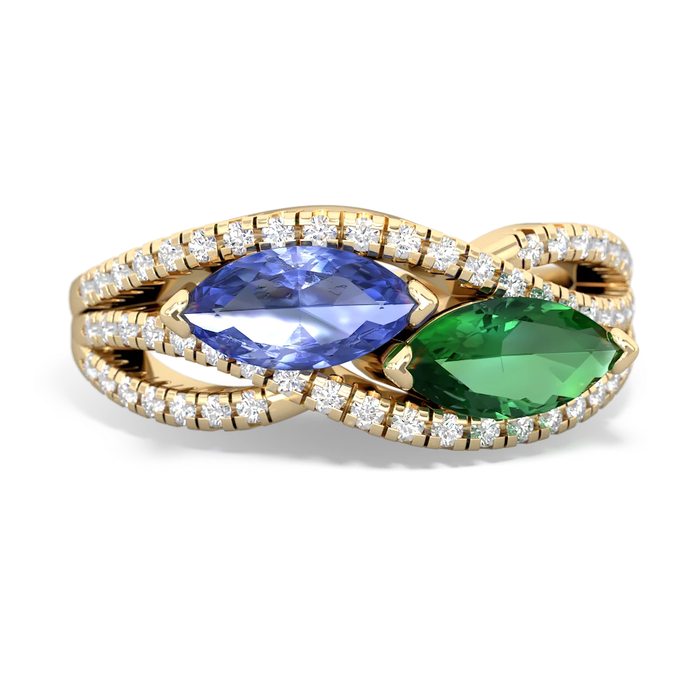 Tanzanite Diamond Rivers 14K Yellow Gold ring R3070