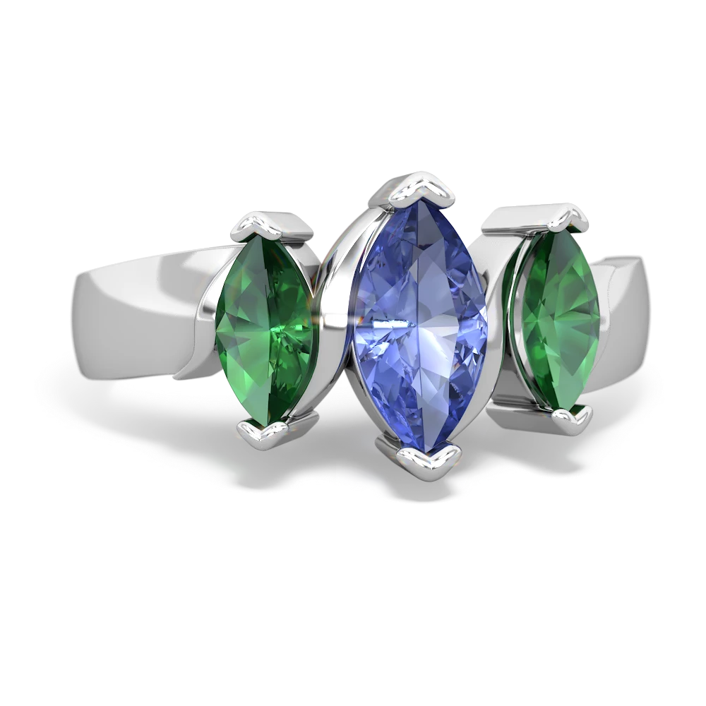 Tanzanite Three Peeks 14K White Gold ring R2433