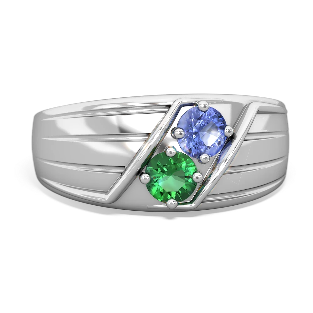 Tanzanite Men's Streamline 14K White Gold ring R0460