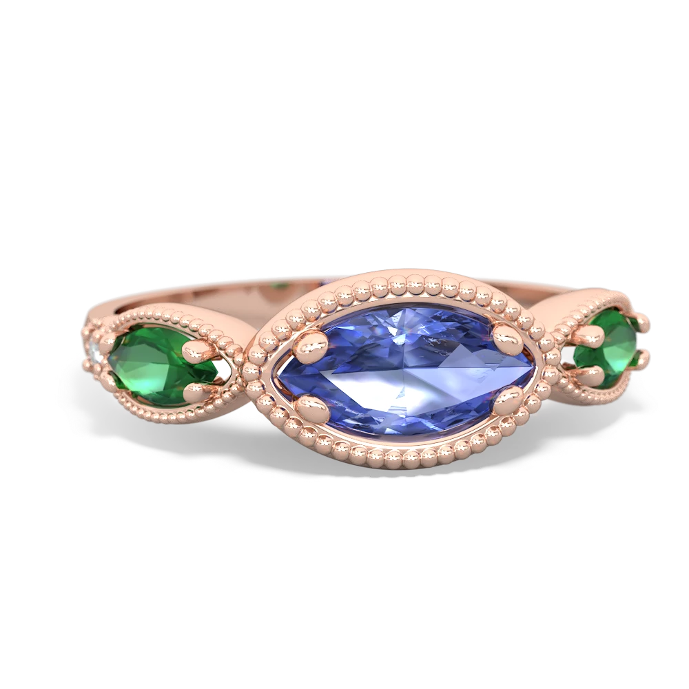 Tanzanite Milgrain Marquise 14K Rose Gold ring R5700