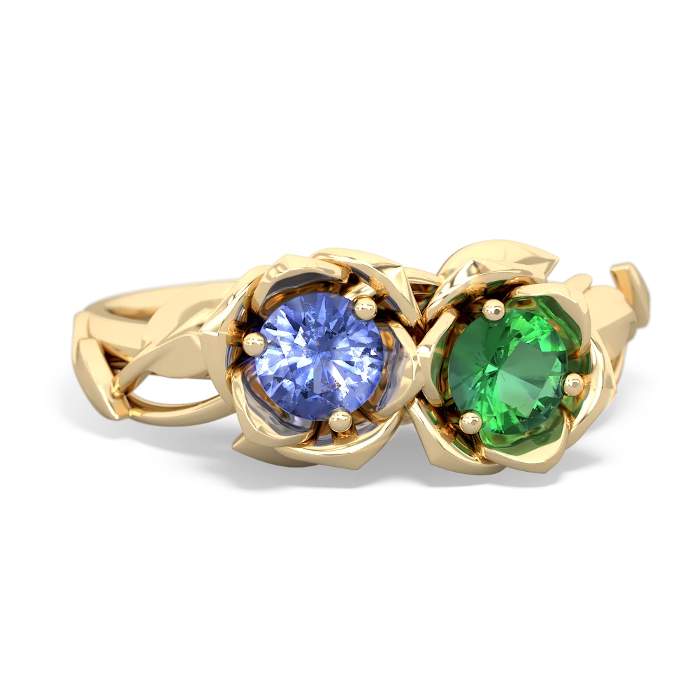 Tanzanite Rose Garden 14K Yellow Gold ring R5510