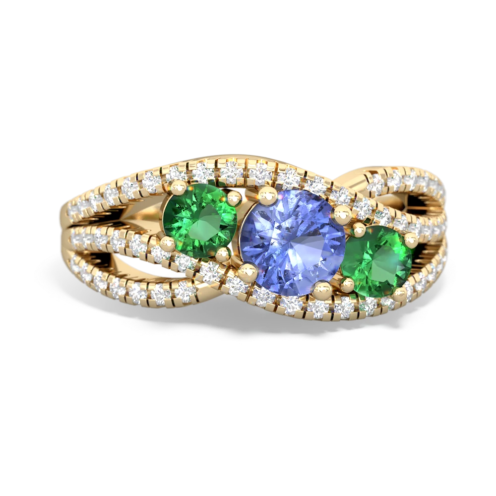 Tanzanite Three Stone Aurora 14K Yellow Gold ring R3080