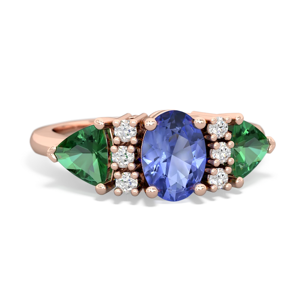 Tanzanite Antique Style Three Stone 14K Rose Gold ring R2186