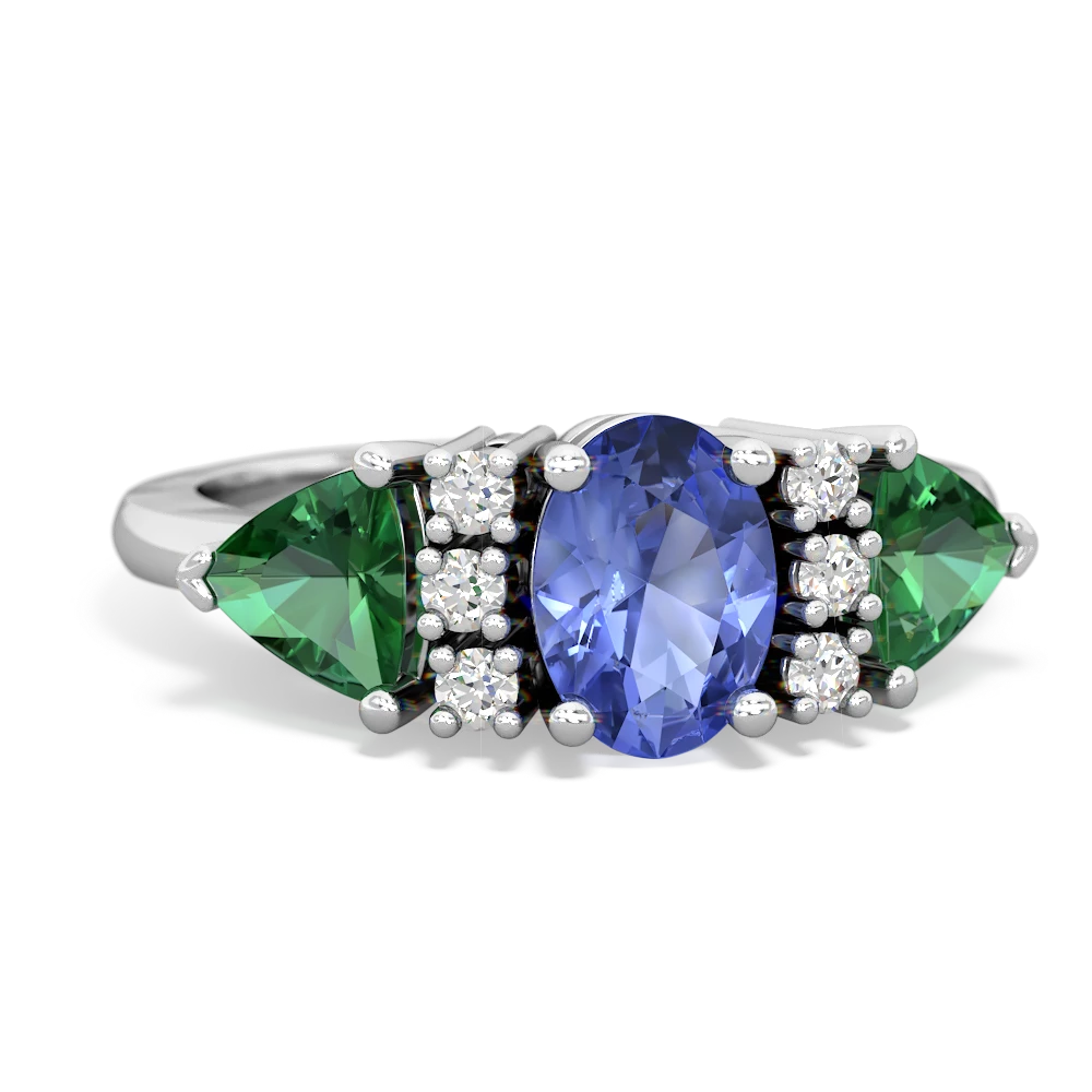 Tanzanite Antique Style Three Stone 14K White Gold ring R2186