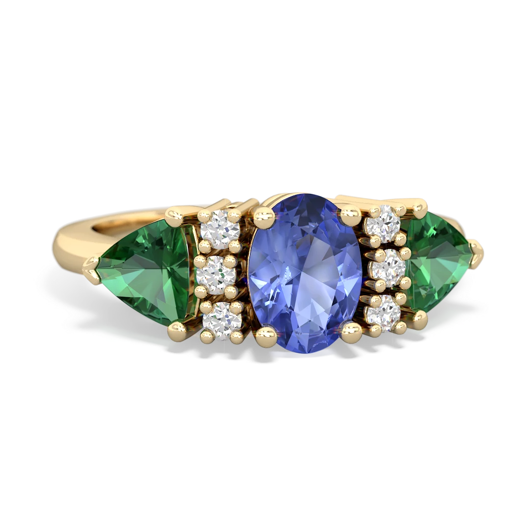 Tanzanite Antique Style Three Stone 14K Yellow Gold ring R2186