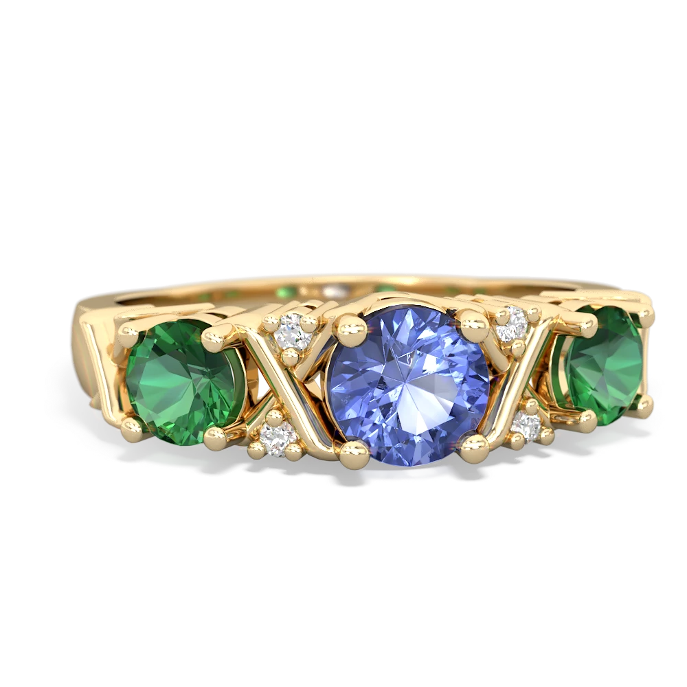 Tanzanite Hugs And Kisses 14K Yellow Gold ring R5016