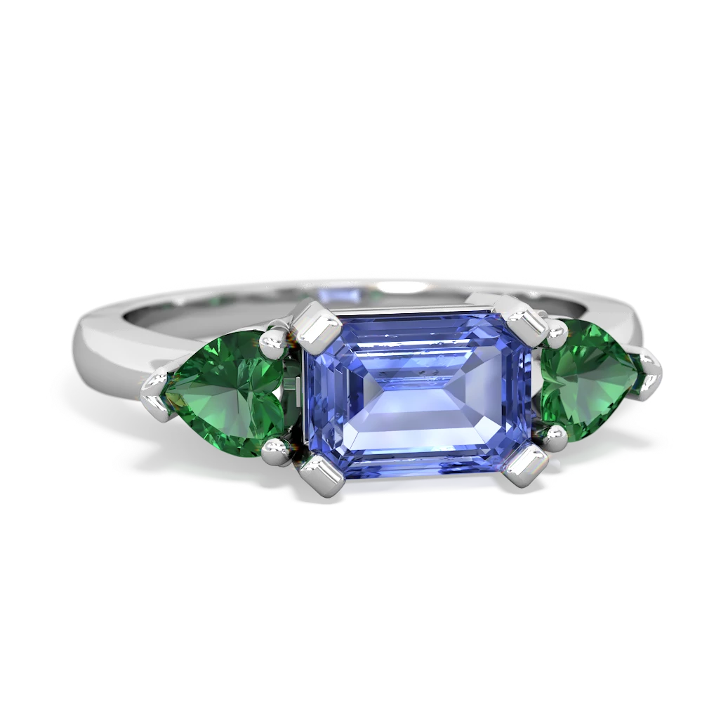 Tanzanite Three Stone 14K White Gold ring R5235